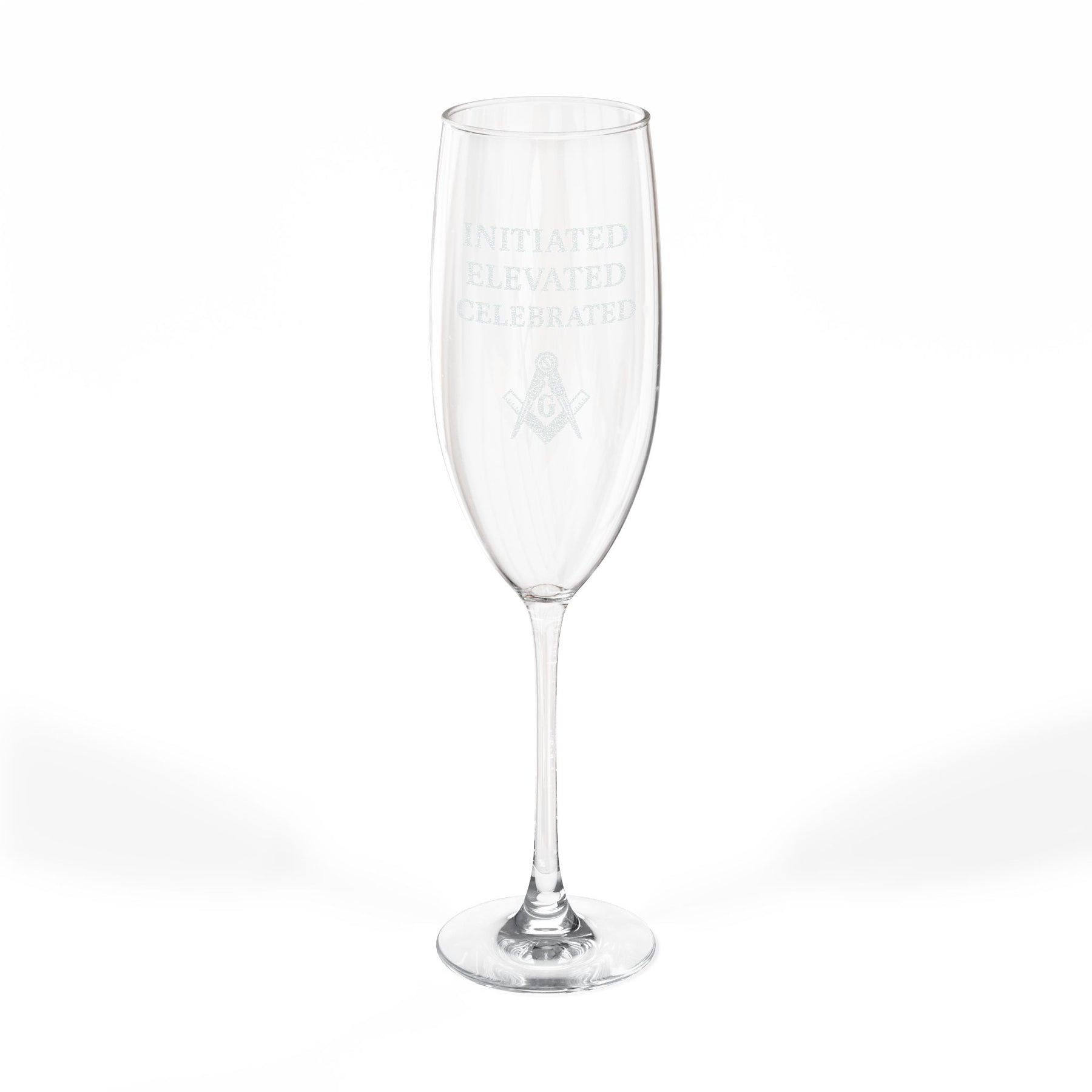 Master Mason Blue Lodge Champagne Flute - S&C G Initiated Elevated Celebrated