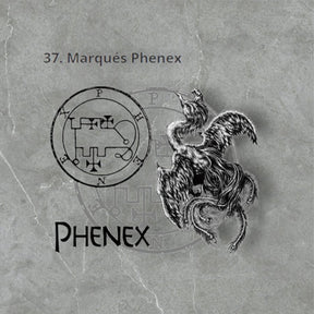 Demon Pendant 37 MARQUES PHENEX and Secret Seal of Solomon 72 Demons Lesser Key of Solomon Goetia In Silver 3 x 2.5 cm 12 Gr Art 1896 - Bricks Masons