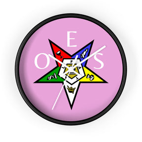 OES Clock - Pink Dial with OES Emblem and Inscription - Bricks Masons