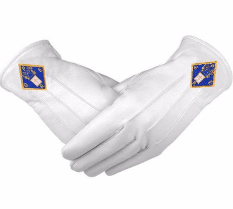 Past Grand Exalted Ruler Elks of the World Gloves - White Leather - Bricks Masons