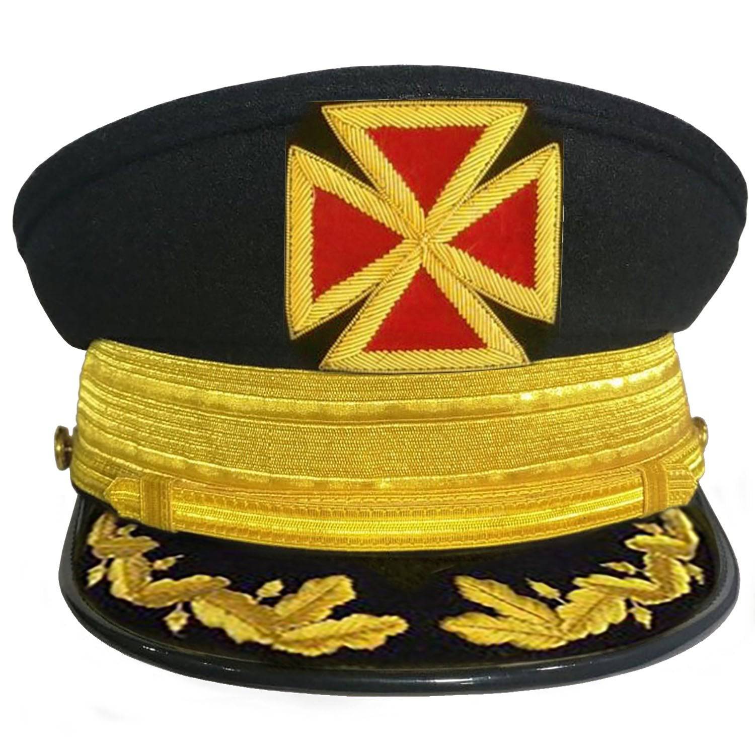 Grand Commandery Knights Templar Fatigue Cap - With Vinework & Gold Braid