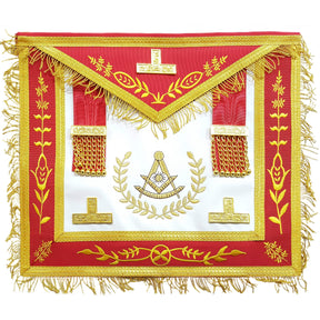 Past Master Blue Lodge Apron - Red Gold Machine Embroidery