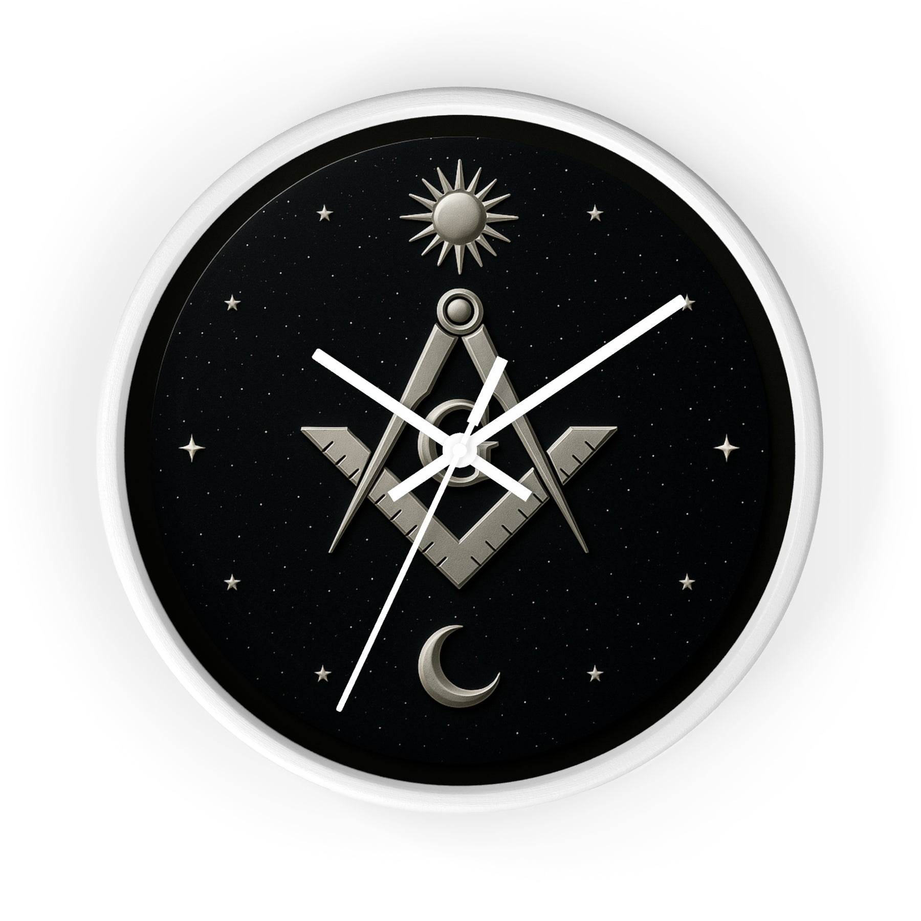 Master Mason Blue Lodge Clock - S&C on Wooden Frame with Plexiglass Cover - Bricks Masons