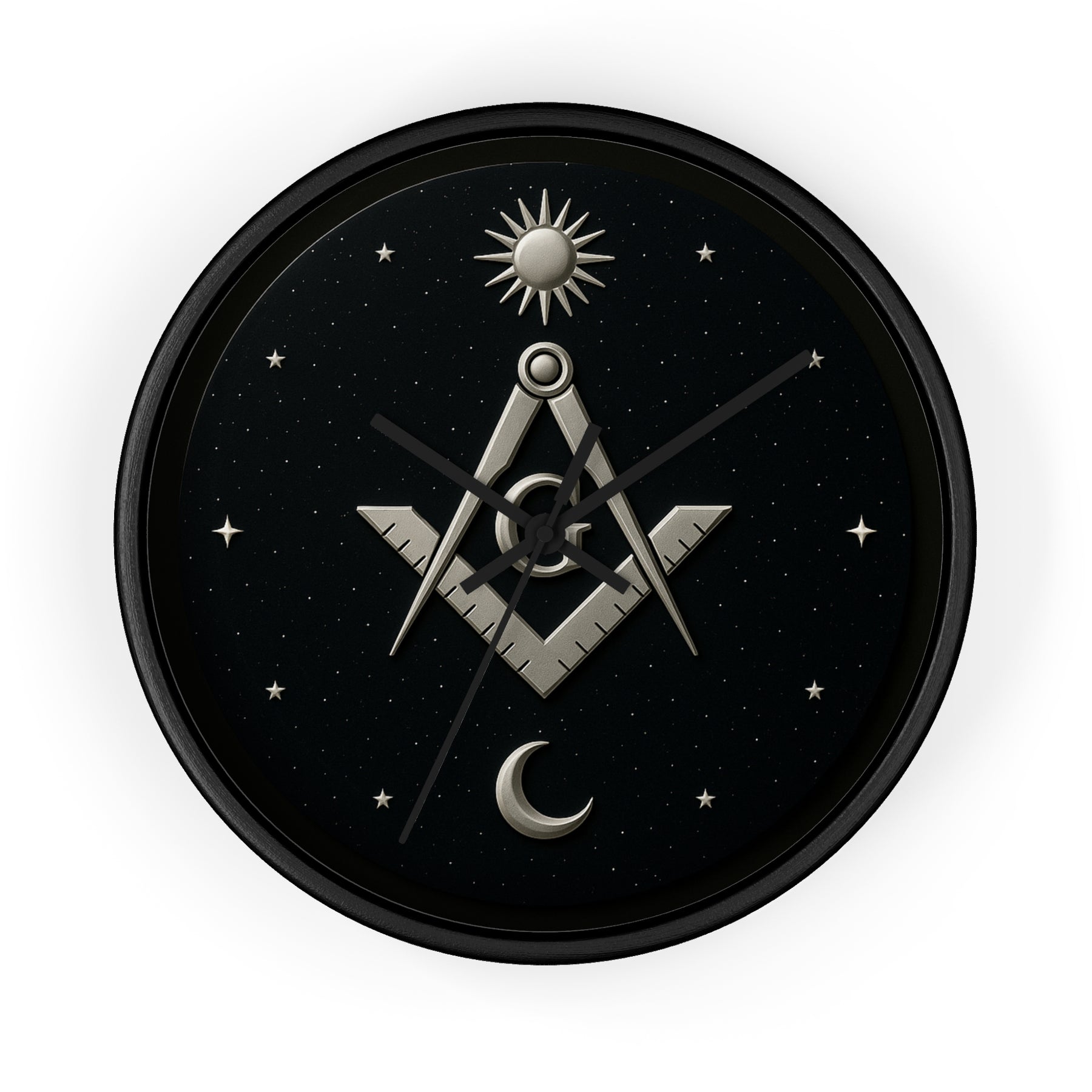 Master Mason Blue Lodge Clock - S&C on Wooden Frame with Plexiglass Cover - Bricks Masons