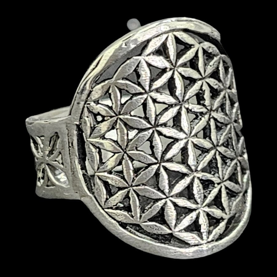 Flower of Life Ring in Silver Kabbalah Art 227 - Bricks Masons