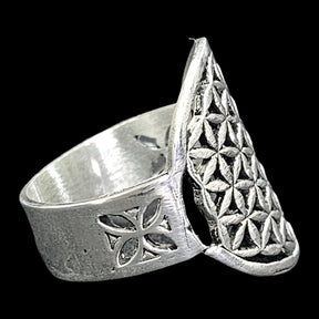 Flower of Life Ring in Silver Kabbalah Art 227 - Bricks Masons