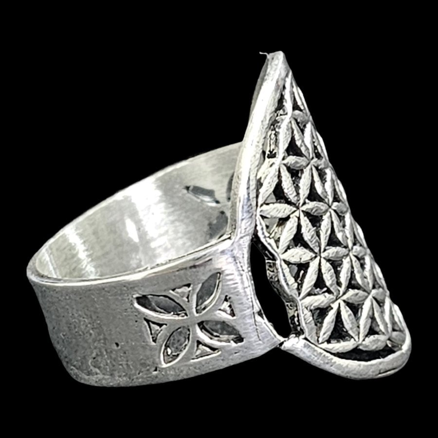 Flower of Life Ring in Silver Kabbalah Art 227 - Bricks Masons