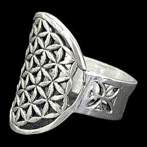 Flower of Life Ring in Silver Kabbalah Art 227 - Bricks Masons