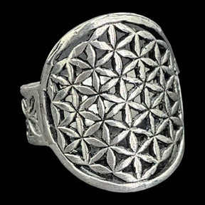Flower of Life Ring in Silver Kabbalah Art 227 - Bricks Masons