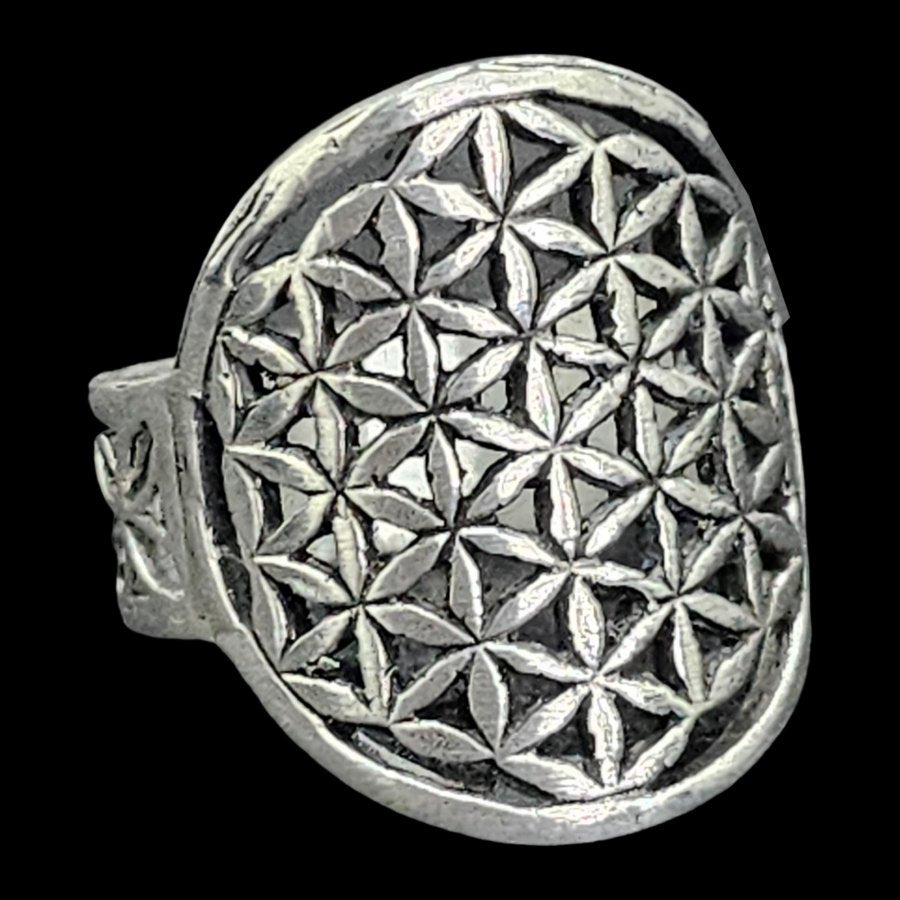 Flower of Life Ring in Silver Kabbalah Art 227 - Bricks Masons