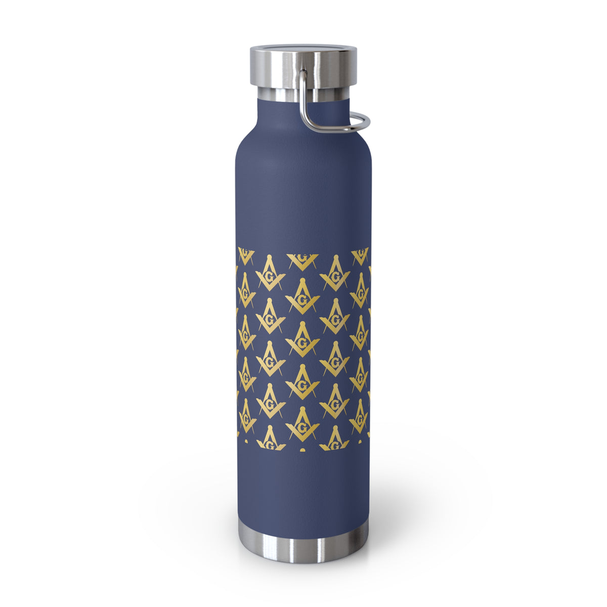 Master Mason Blue Lodge Flask - Gold Square & Compass G Copper Vacuum Insulated - Bricks Masons