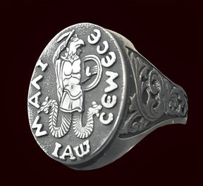 Templar Ring with Abraxas Seal in Silver 2.2 cm Art 274 - Bricks Masons