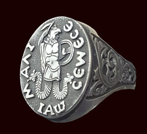 Templar Ring with Abraxas Seal in Silver 2.2 cm Art 274 - Bricks Masons