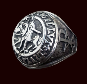 Knights Templar Ring in Silver, Concave, 2 cm, Art. 276 - Bricks Masons