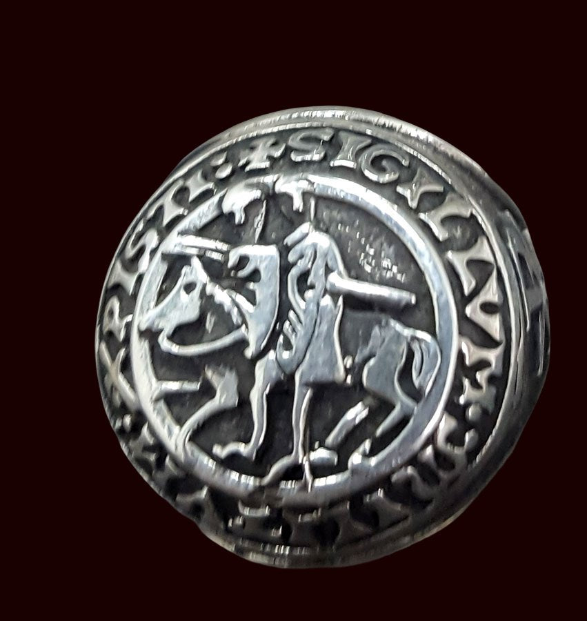 Knights Templar Ring in Silver, Concave, 2 cm, Art. 276 - Bricks Masons