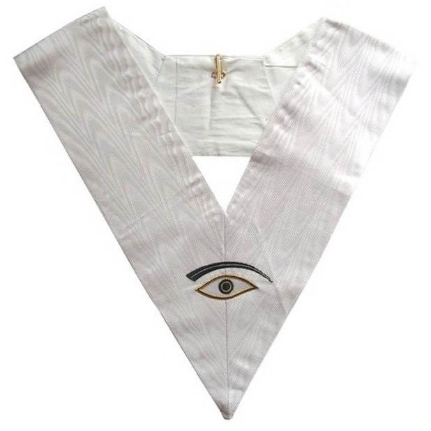 28th Degree Memphis Misraim Collar - White Moire - Bricks Masons