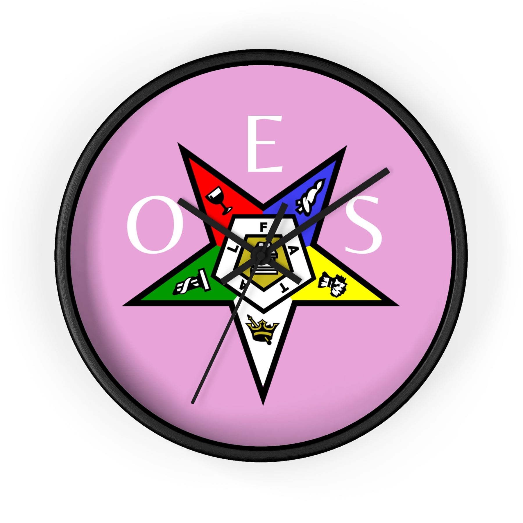 OES Clock - Pink Dial with OES Emblem and Inscription - Bricks Masons
