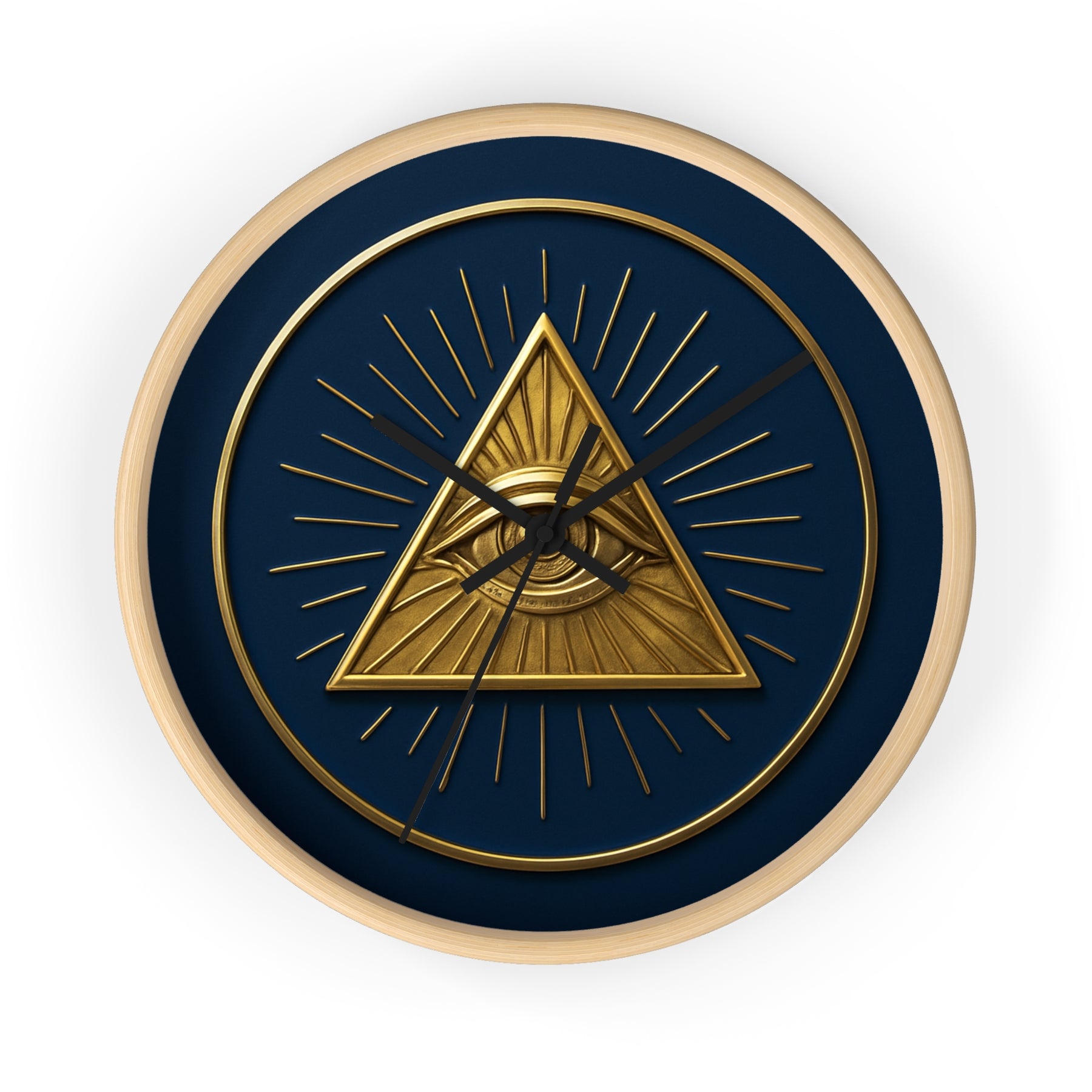 Eye of Providence Clock - Pyramid with All Seeing Eye Design on Wooden Frame - Bricks Masons