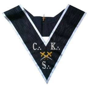 30th Degree Scottish Rite Collar - CKS Black Moire with Grey Borders - Bricks Masons