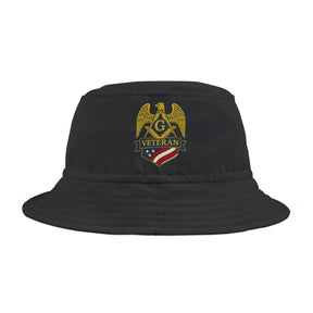 Master Mason Blue Lodge Bucket Hat - Black Stitching Veteran Mason - Bricks Masons