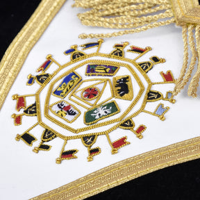 32nd Degree Scottish Rite Apron - Black Velvet Hand Embroidery With Tassels - Bricks Masons