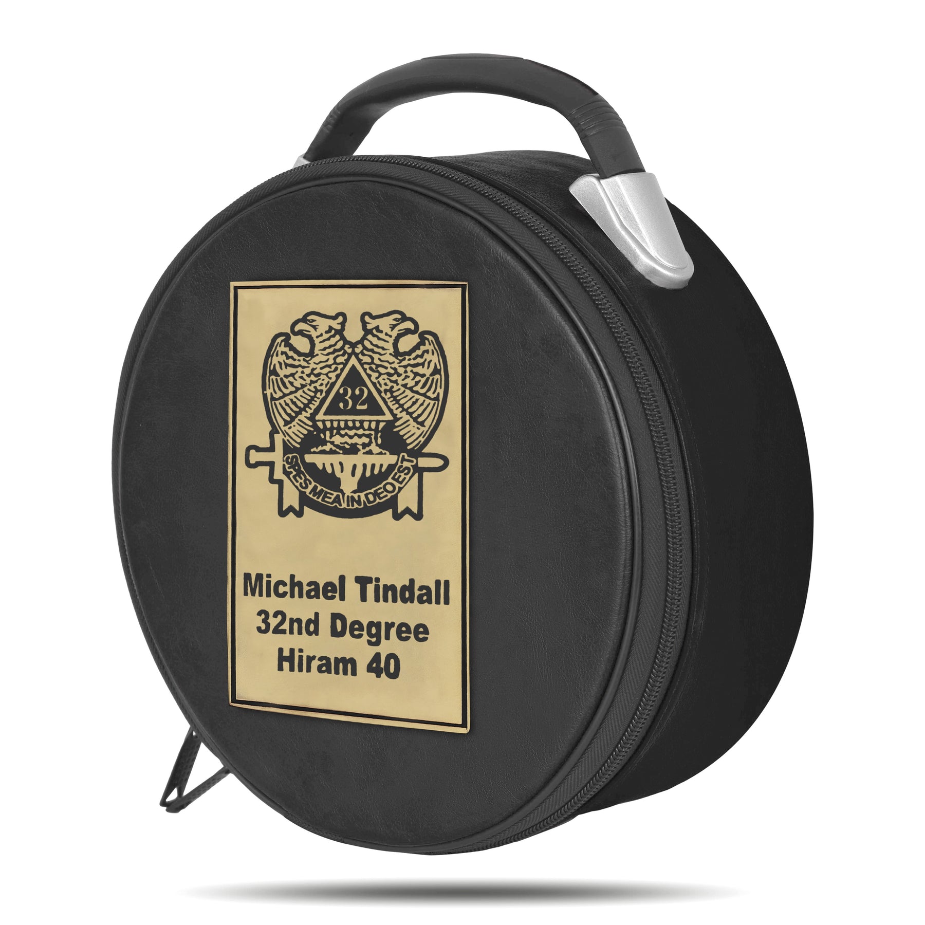 32nd Degree Scottish Rite Crown Cap Case - Double Eagle Machine Embroidery With Metal Plate - Bricks Masons