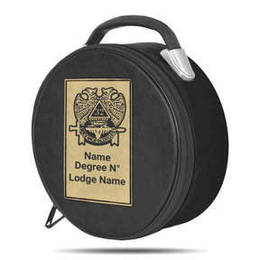 32nd Degree Scottish Rite Crown Cap Case - Double Eagle Machine Embroidery With Metal Plate - Bricks Masons