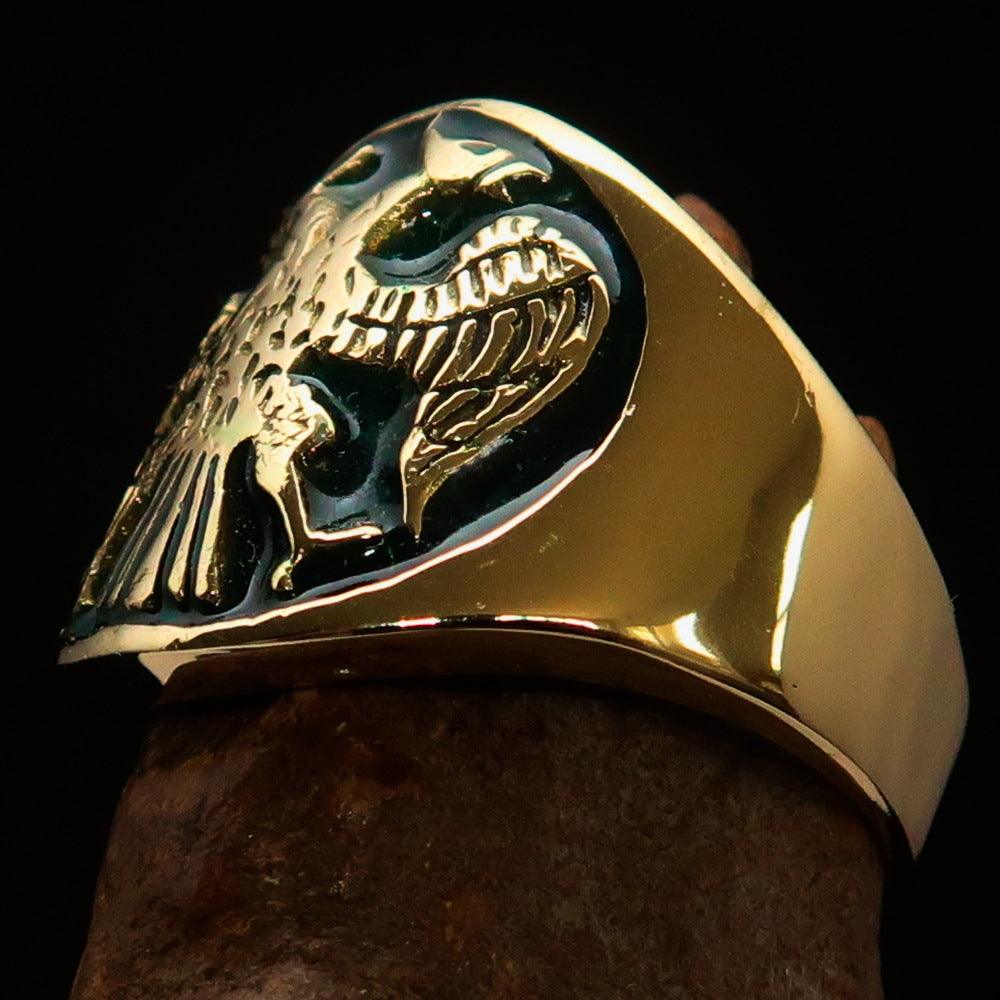 32nd Degree Scottish Rite Ring - Green Wings Down Gold Brass - Bricks Masons