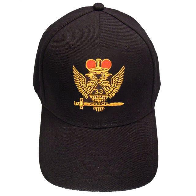 33rd Degree Baseball Cap - Wings Up Black Cotton - Bricks Masons