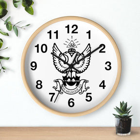 33rd Degree Scottish Rite Clock - Wings Up Wooden Frame - Bricks Masons