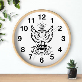 33rd Degree Scottish Rite Clock - Wings Up Wooden Frame - Bricks Masons