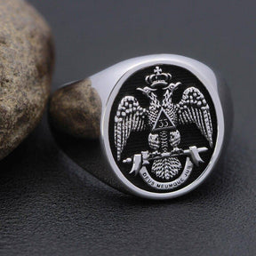 33rd Degree Scottish Rite Ring - Black Oval 925 sterling silver - Bricks Masons