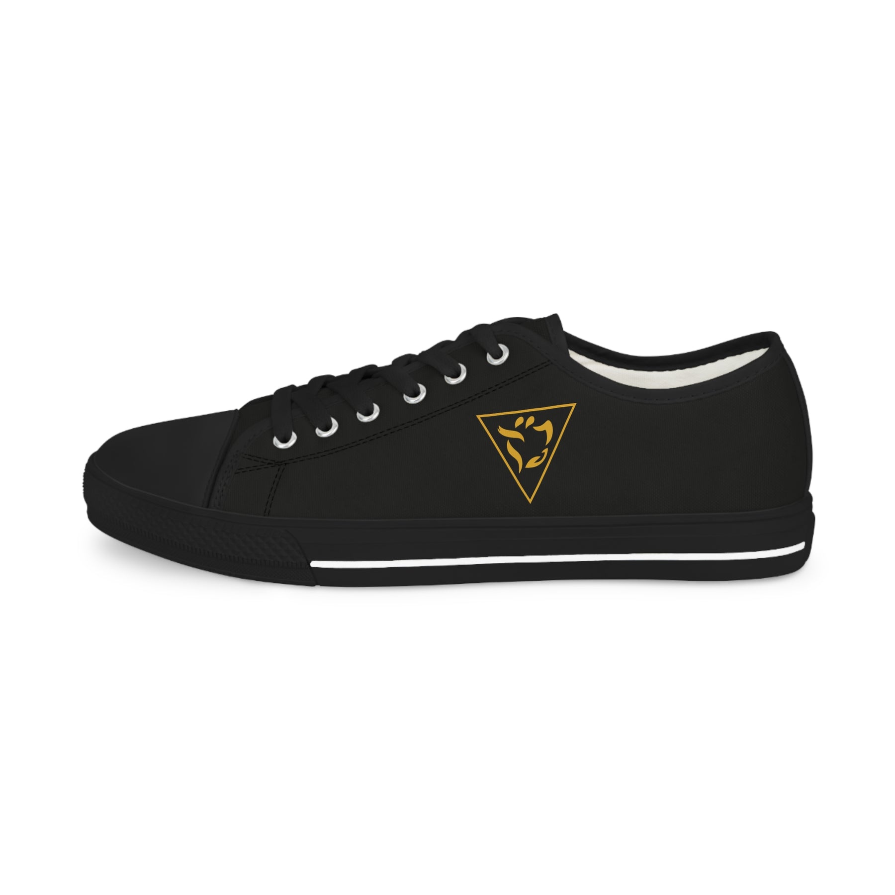 Grand Tiler of Solomon Sneaker - Low Top Sneaker Black & White Golden Emblem - Bricks Masons