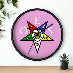 OES Clock - Pink Dial with OES Emblem and Inscription - Bricks Masons