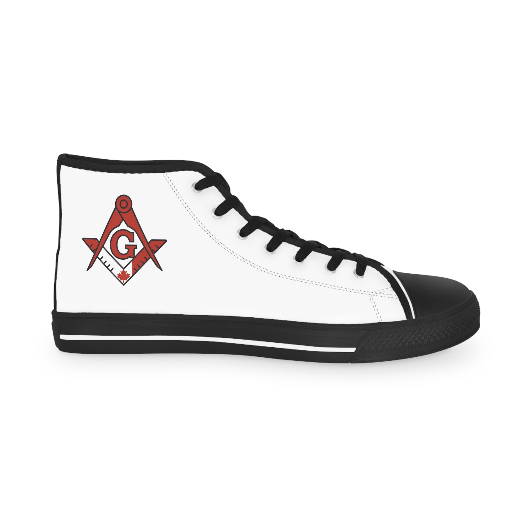 Master Mason Blue Lodge Canada Jurisdiction Sneaker - High Top Black & White Sole S&C G Flag - Bricks Masons