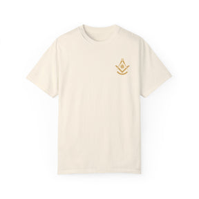 Past Master Blue Lodge T-Shirt - Garment-Dyed Square & Compass, Quadrant - Bricks Masons