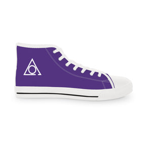 LOCOP Sneaker - High Top Black & White Purple Canvas White Emblem - Bricks Masons