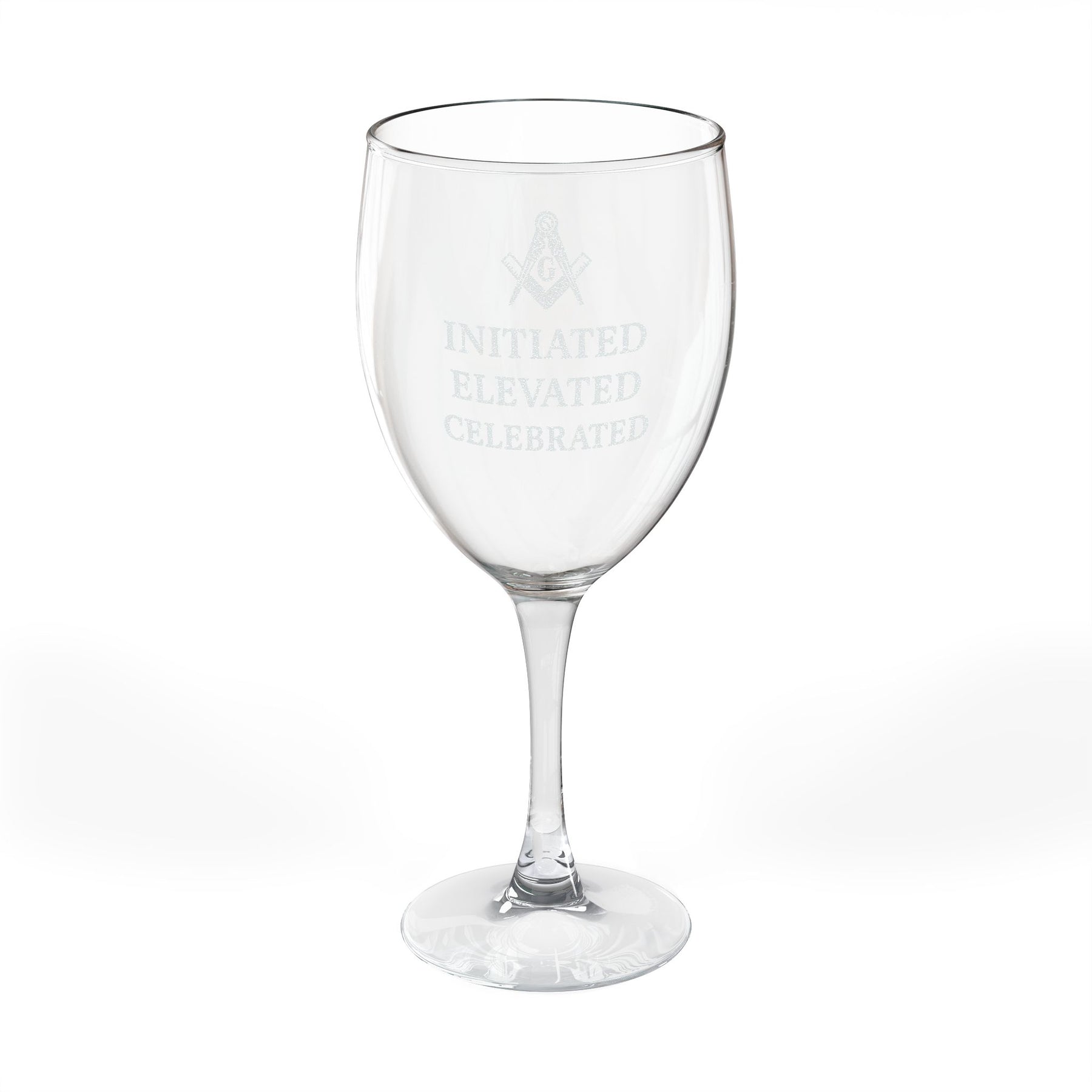 Master Mason Blue Lodge Wine Glass - Square & Compass G Initiated Elevated Celebrated