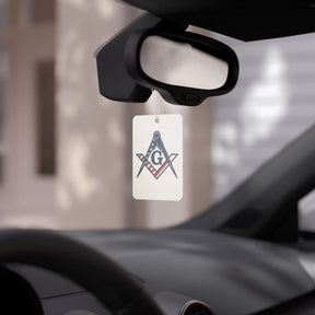 Master Mason Blue Lodge Car Air Freshener - Square & Compass G US Flag - Bricks Masons