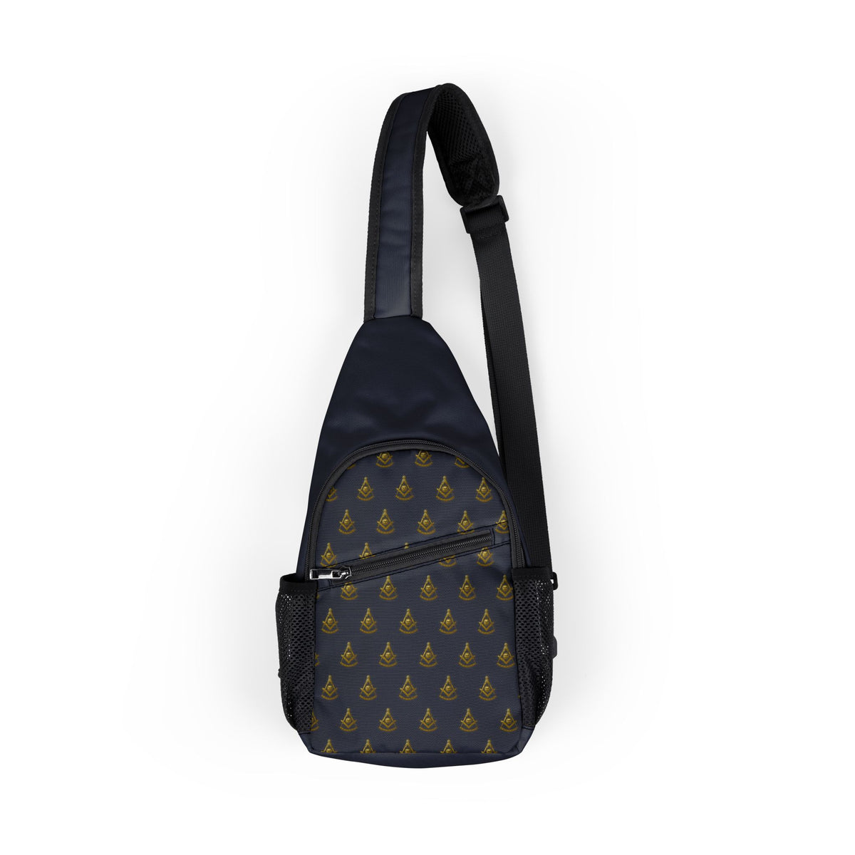 Past Master Blue Lodge Crossbody Bag - Gold Square & Compass Pattern - Bricks Masons