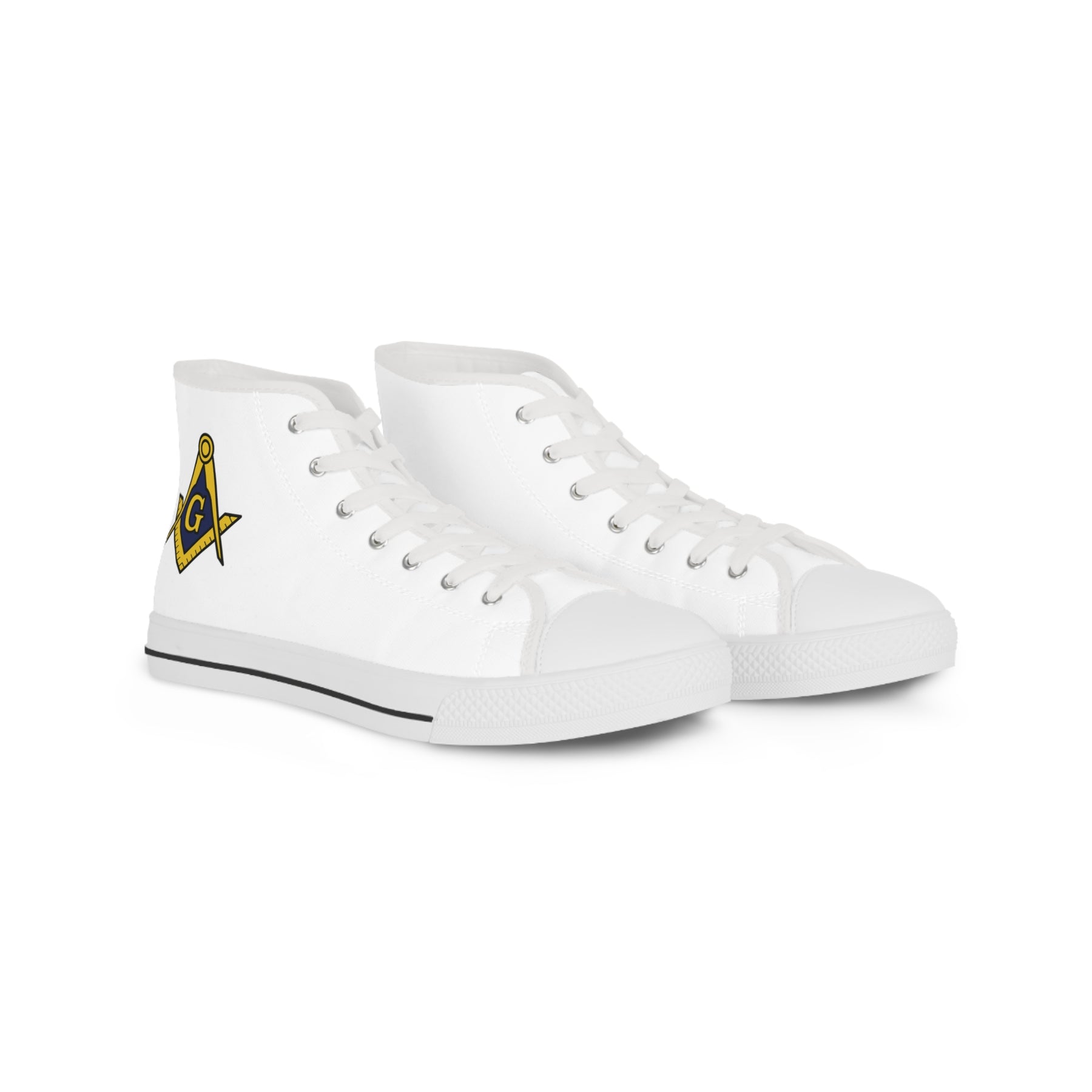 Master Mason Blue Lodge Sneaker - High Top Black & White Sole with Golden S&C G - Bricks Masons