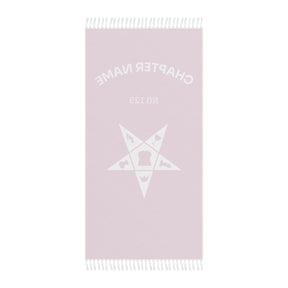 OES Towel - Pink Polyester With White Star Customizable Beach Cloth - Bricks Masons