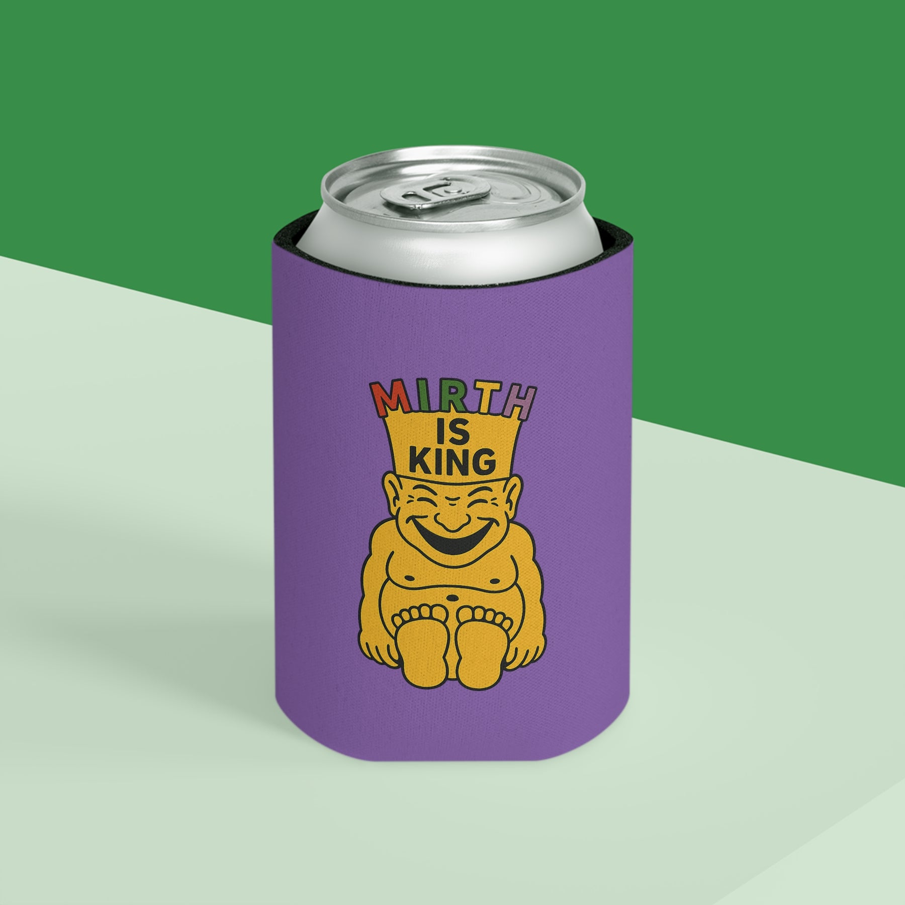 Royal Order of Jesters Can Cooler - Mirth is King Vibrant Yellow & Purple Colors - Bricks Masons