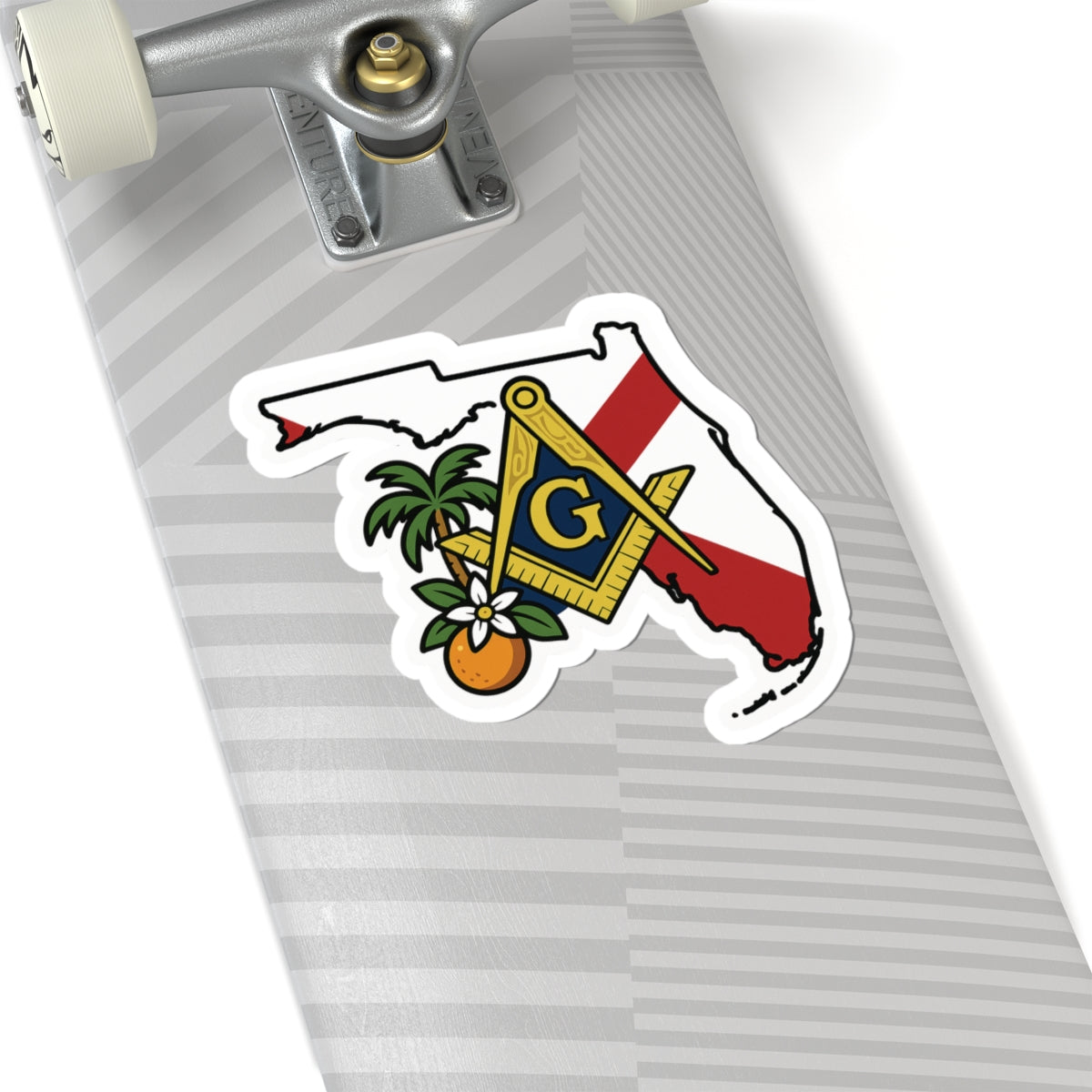 Master Mason Blue Lodge Sticker Decal - Kiss-Cut Florida With Orange Blossom - Bricks Masons
