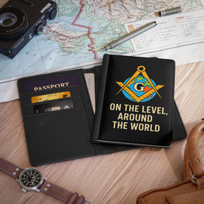 Master Mason Blue Lodge Passport Cover - On The Level Around The World - Bricks Masons