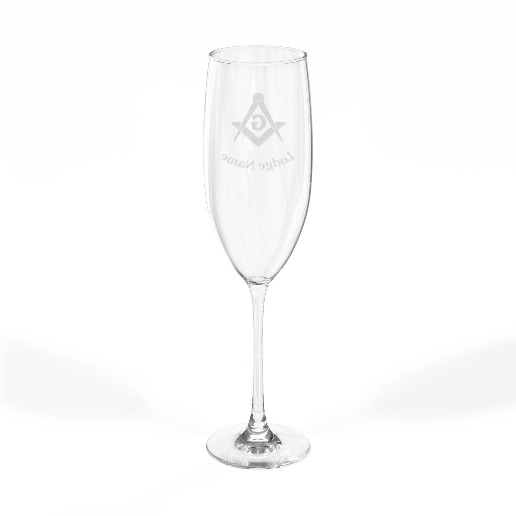 Master Mason Blue Lodge Champagne Flute - Square & Compass G with Personalization