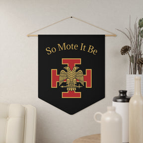 33rd Degree Scottish Rite Pennant - So Mote It Be with Red Cross & Double-Headed Eagle - Bricks Masons