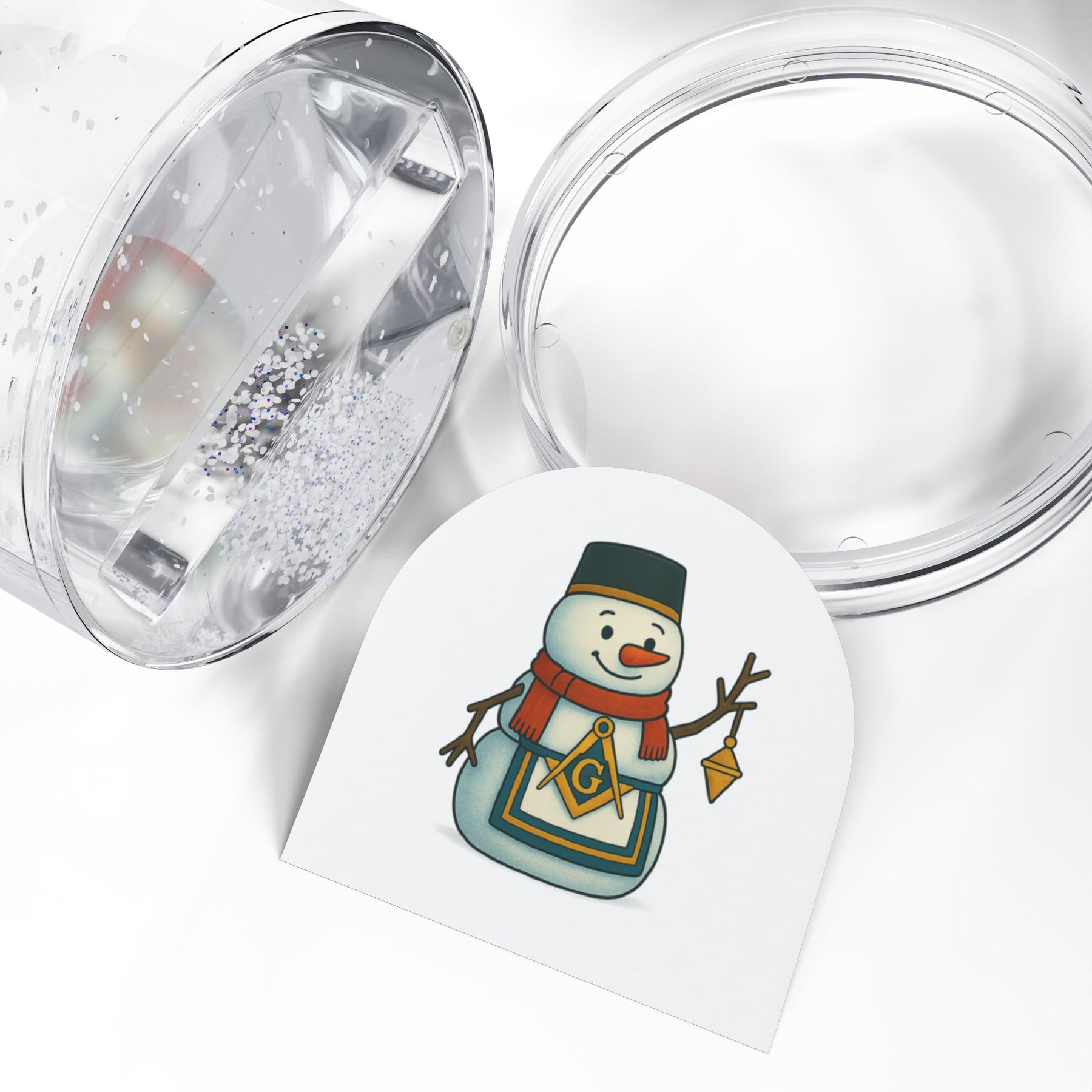 Master Mason Blue Lodge Snow Globe - Square & Compass G Motif - Bricks Masons