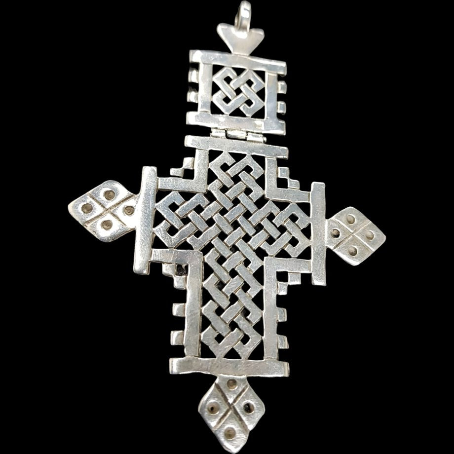 Rastafari Coptic Cross Pendant In Silver 9 X 6.5 Cm 17 Gr Art 496 - Bricks Masons