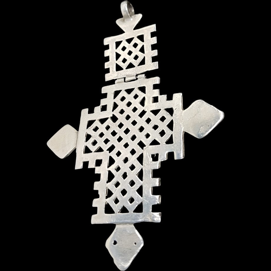 Rastafari Coptic Cross Pendant In Silver 9 X 6.5 Cm 17 Gr Art 496 - Bricks Masons